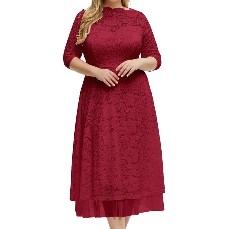 safuny Women's Plus Size Tea Length Evening Dress Floral Lace Splicing Solid Long Sleeve Autumn Dresses Trendy Crew Neck Winter Elegant Formal Cocktail Wedding Holiday Red XXXXXL - Walmart.com safuny Women's Plus Size Tea Length Evening Dress Floral Lace Splicing Solid Long Sleeve Autumn Dresses Trendy Crew Neck Winter Elegant Formal Cocktail Wedding Holiday Red XXXXXL - Walmart.com