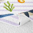 thumbnail image 5 of Manfei Marine Seal Whale Quilt King, Gray Stripes Lines King Coverlet Set, Purple, 3-Piece, 1 Bedspread and 2 Pillowcases, 5 of 7