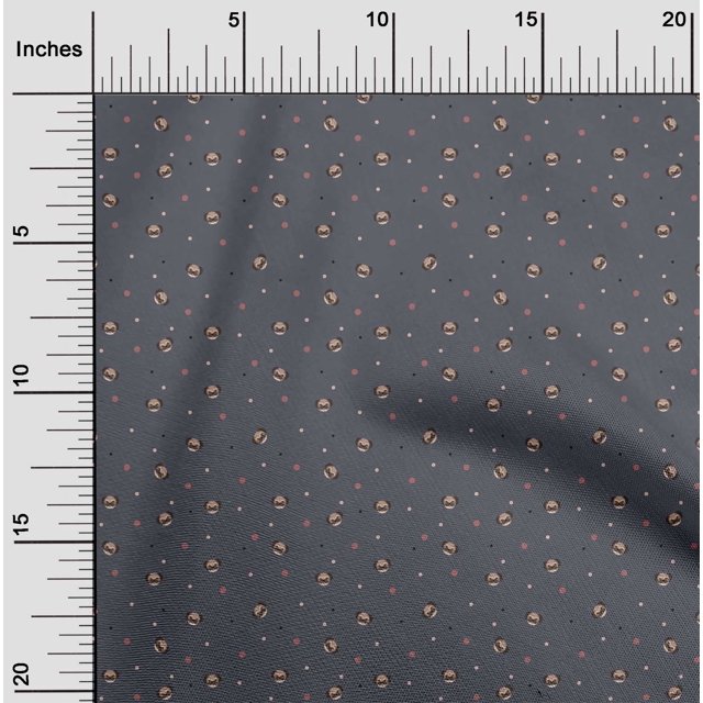 oneOone Cotton Poplin Fabric Dot & Face Dog Print Fabric by Yard 56 Inch Wide