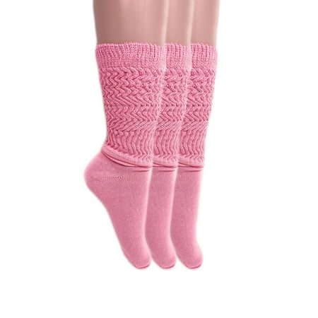 

Scrunch Knee High Socks 3 Pairs Pink Slouch Socks Size 9-11