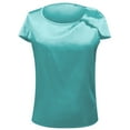 thumbnail image 4 of Adeawade T Shirts For Women Round Neck Short Sleeve Loose Fit Solid Color Fashion Tee Casual Clothing M Green, 4 of 5