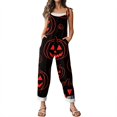 thumbnail image 6 of Halloween Jumpsuits for Women Cotton Linen Funny Floral Print Lounge Rompers Funny Floral Print Casual Comfy Overalls with Pockets, 6 of 7