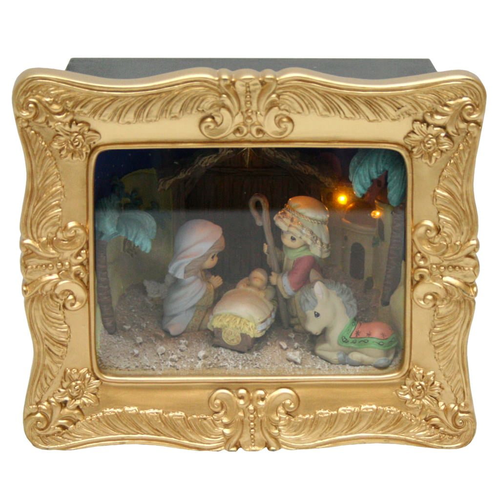 Precious Moments Deluxe Nativity Shadow Box Resin Music Box 141110