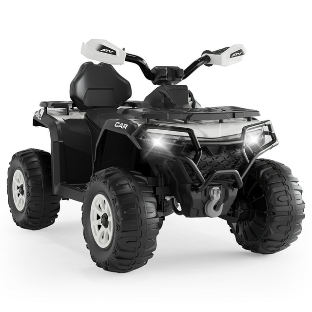 Garvee VTT pour Enfants 12 V, 3 Vitesses Variables, avec Télécommande Parentale, Phares DEL, Musique, Blanc