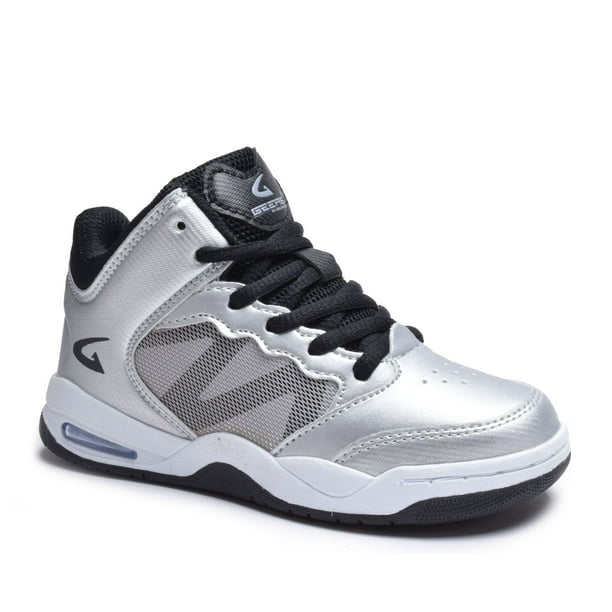 Geers - Boys' Basketball Sneakers High Top Kids Shoes, Silver/Black ...