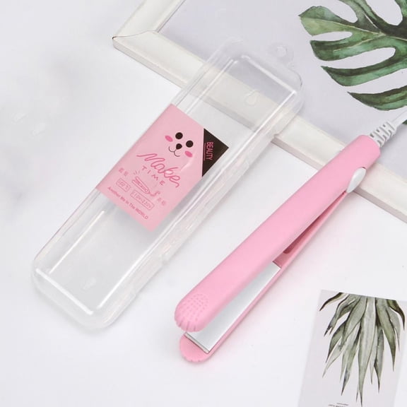 Vensio-2-in-1 Mini Flat Iron Hair Straightener and Curler, Portable Titanium Travel Styling Tool-pink-