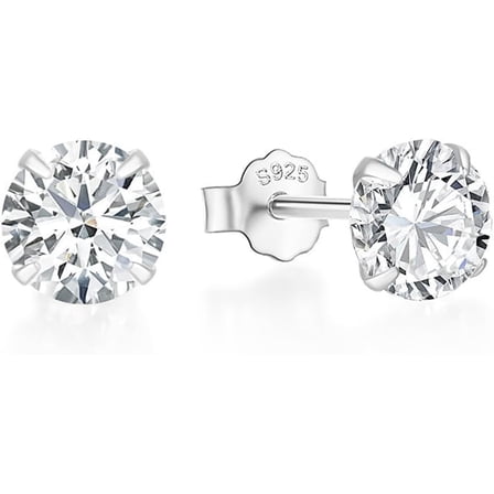Solid 925 Sterling Silver Diamond Stud Earrings for Men Women Cubic Zirconia Trendy Hypoallergenic Dainty Earrings