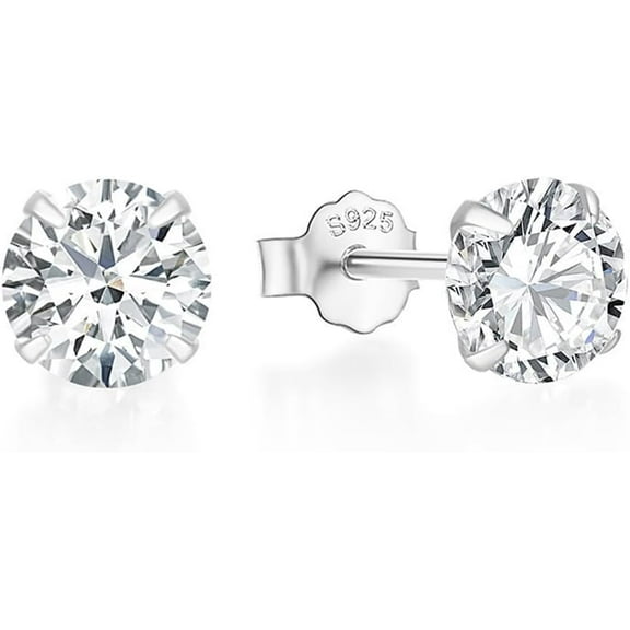 Solid 925 Sterling Silver Diamond Stud Earrings for Men Women Cubic Zirconia Trendy Hypoallergenic Dainty Earrings