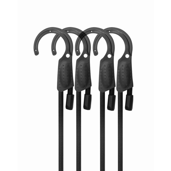 Cuerdas Elásticas Ajustables LuckyStraps 80" Negras con Ganchos (4 Piezas)