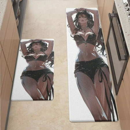 

Anti Fatigue Kitchen Mat Charming Girl Kitchen Rugs Non Slip Cushioned Standing Mat for Sink Floor Laundry Office Desk Ultra 17.3 x 70.8