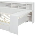 thumbnail image 6 of Full Size Daybed with Study Desk and 2 Drawers, Wooden Corner Bed Frame with 3-Tier Storage Headboard, Multi-functional L Shaped Bed for Office Living Room, White, 6 of 9