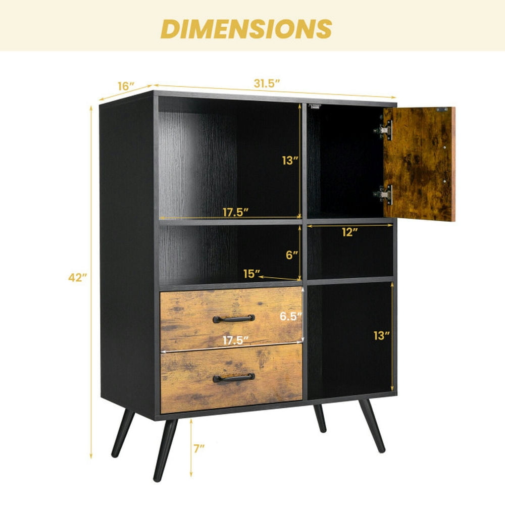 Finihen Kitchen Storage Cabinet, Buffet Sideboard, Industrial Buffet Sideboard Kitchen Cupboard with Cubbies Drawers, for Dining Room, Kitchen, Living Room, Rustic Brown Finihen Kitchen Storage Cabinet, Buffet Sideboard, Industrial Buffet Sideboard Kitchen Cupboard with Cubbies Drawers, for Dining Room, Kitchen, Living Room, Rustic Brown