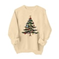 thumbnail image 5 of Wilark Girls Christmas Sweatshirts Pullover Long Sleeve Fleece Warm Crew Neck Kids Festival Tops Khaki 8, 5 of 9