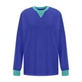 thumbnail image 6 of Aloohaidyvio Long Sleeve Tops for Women No Boundaries Women's Large Size Loose Casual Color Stitching Long Sleeve Round Neck Top, 6 of 6