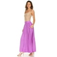 thumbnail image 3 of Sakkas Noemi Women's Long Maxi Summer Casual Boho Skirt Elastic Waist & Pockets - Purple - One Size, 3 of 5