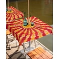 thumbnail image 2 of Fsddascl Yellow Red Boho Outdoor Tablecloth - 60x60 Inch Square Dining Table Cover, Farmhouse Gradient Abstract Tie Dye Art Waterproof Outdoor Table Cloth with Umbrella Hole & Zipper for Patio, 2 of 7