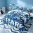 thumbnail image 3 of Erosebridal Marine Shark Bed Spread Queen, Coastal Animal Queen Coverlet Set, Navy Reversible 3-Piece, 1 Quilt and 2 Pillowcases, 3 of 7