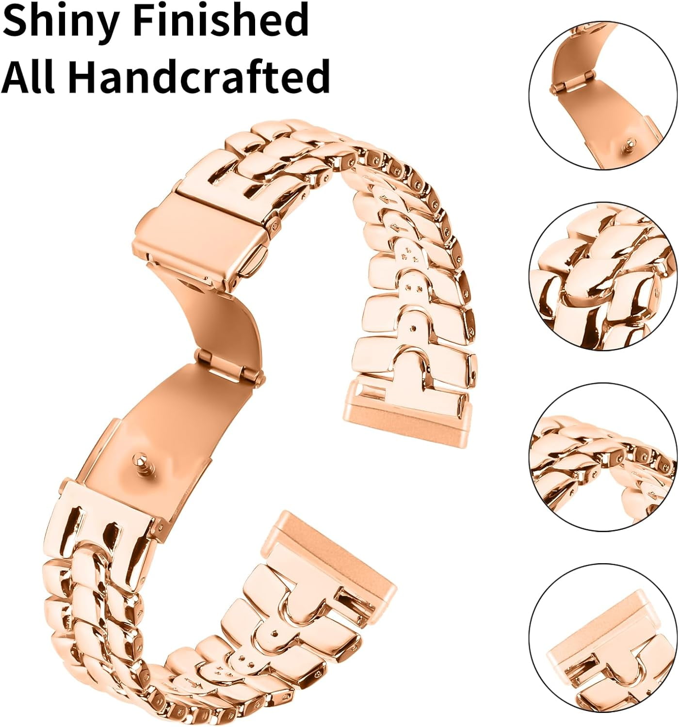 REQO Metal Bands Compatible with Fitbit Versa 4/Versa 3/Sense 2/Sense, Women Replacement Wristband