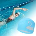 thumbnail image 2 of Unique Bargains 1 Pc Knitted PU Elastic Swans Pattern Swim Cap Sky Blue White, 2 of 5