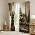 thumbnail image 4 of Feelyou Jungle Bear Wildlife Black Out Curtains, Western Rustic Cabin Curtains Pack of 2 (42x63 Each), Wooden Plank Bedroom Curtains, Black Out Curtains Decor, 4 of 7