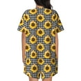 thumbnail image 4 of Womens Pajama Sets With Pocket, Sunflowers checkered grey white Lounge Sets Short Sleeve Sleepwear PJ Sets for Women, 4 of 6