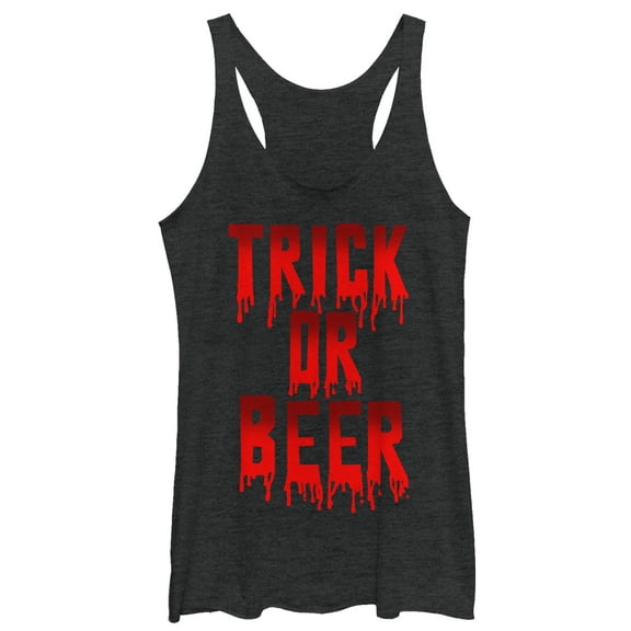 Women's CHIN UP Halloween Trick or Beer  Racerback Tank Top Black Heather Medium