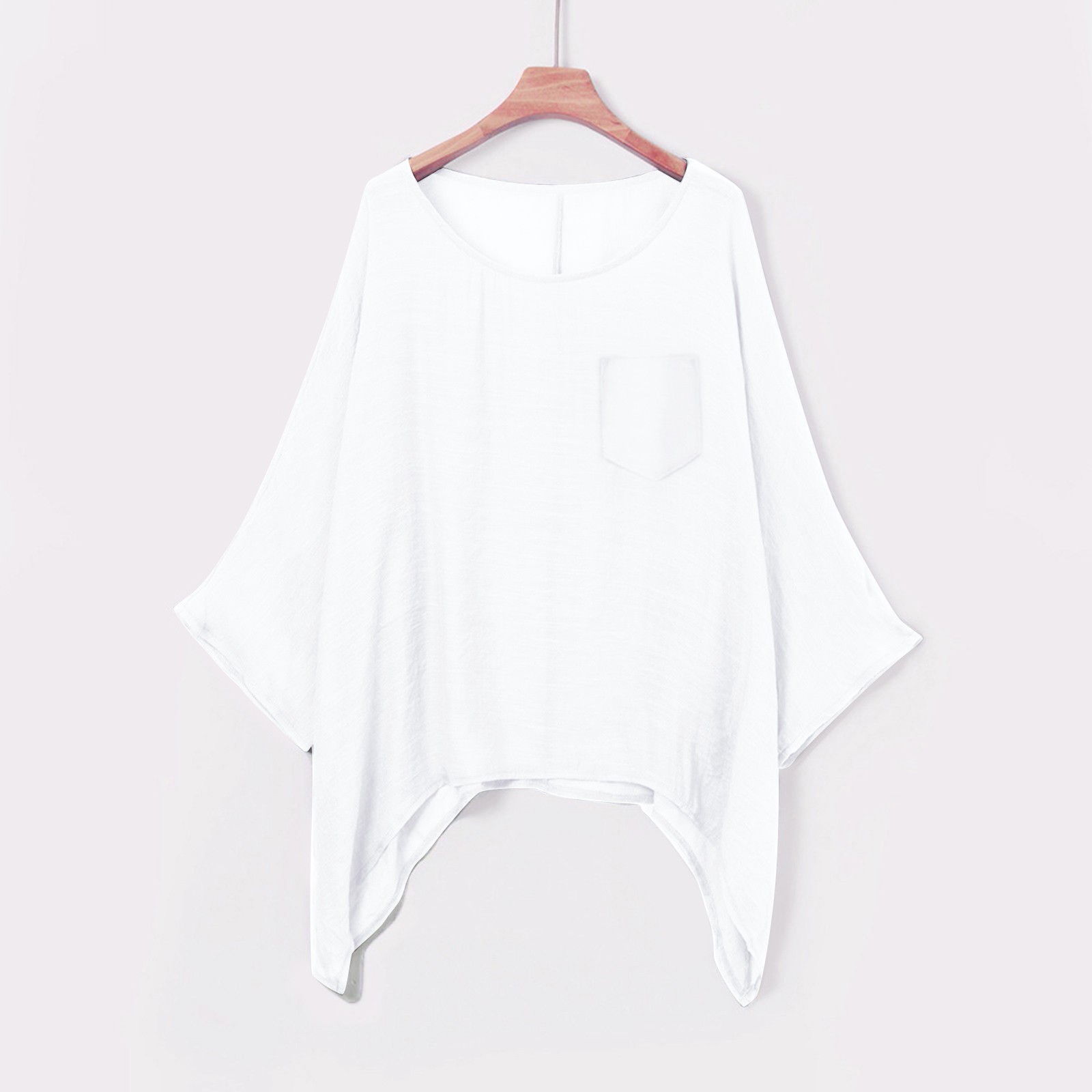 TODOZO Linen Cotton Summer Tops for Women 3/4 Batwing Sleeve Crewneck Loose Shirt Solid Color Gauze Casual Pullover Tunic Top Linen Blouses for Women Summer 2025 Clothing White Xl