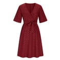 thumbnail image 4 of AUNVITO Women's Sequin Long Sleeve Dress Solid Color with Stretch Fit Elegant and Chic Party Wear, 4 of 8