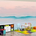 thumbnail image 4 of 100"x144" Wall Mural Peel and Stick Wallpaper Pastel Ocean Waves Sunset Soft Pink Blue Tones Wall Decor Self Adhesive Removable Wall Stickers for Bedroom Living Room, 4 of 7