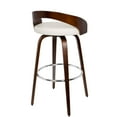 thumbnail image 5 of Grotto Mid-Century Modern Barstool with Swivel in Cherry with White Faux Leather by LumiSource - Set of 2, 5 of 8
