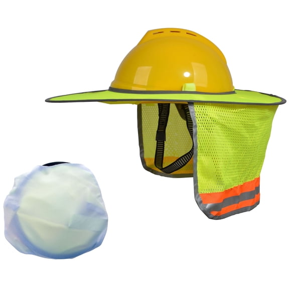 Full Brim Hard Hat Sun Shade Visor Neck Shield-LIME