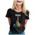 thumbnail image 4 of TSADFHJI Hauts pour Femmes Manches Longues Automne T-Shirt d'Été Manches Courtes Col Rond Motif Haut Décontracté S Noir, 4 of 4