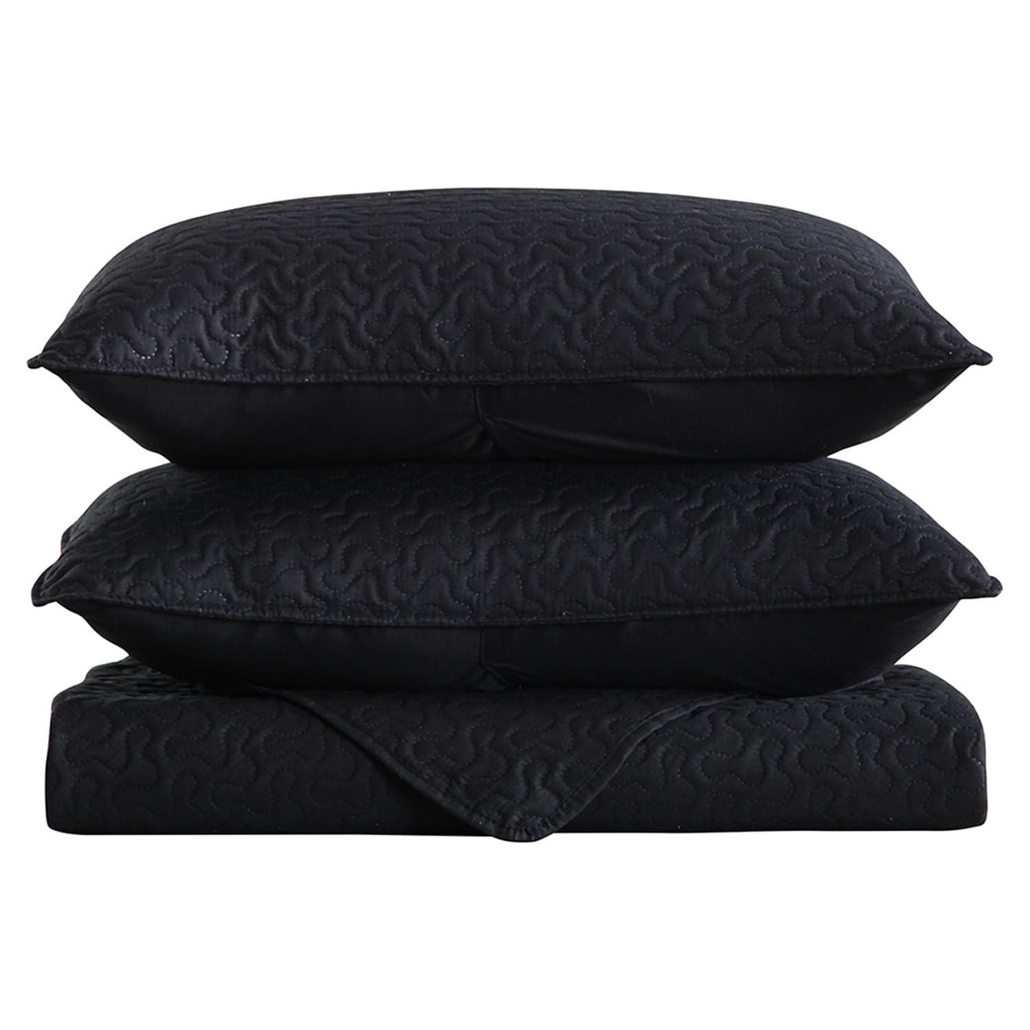 JML Quilt Set King Size Lightweight Bedspread, Soft Summer Quilt Bedding Set Coverlet for All Seasons with 3 Piece (1 Quilt, 2 Pillow Shams), Black