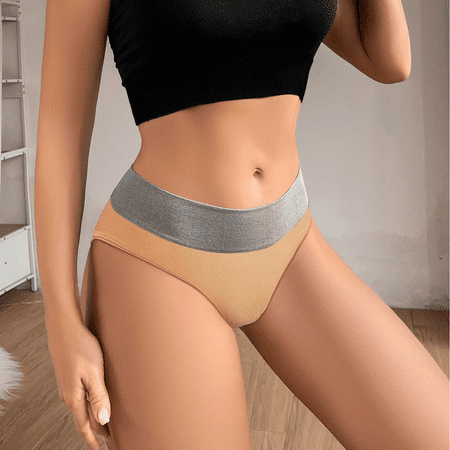 Fulorrnie Underwear for Women Seamless Comfort High Waisted Briefs Panties Cheeky Waistband Elastic Waist Panty  Beige  M