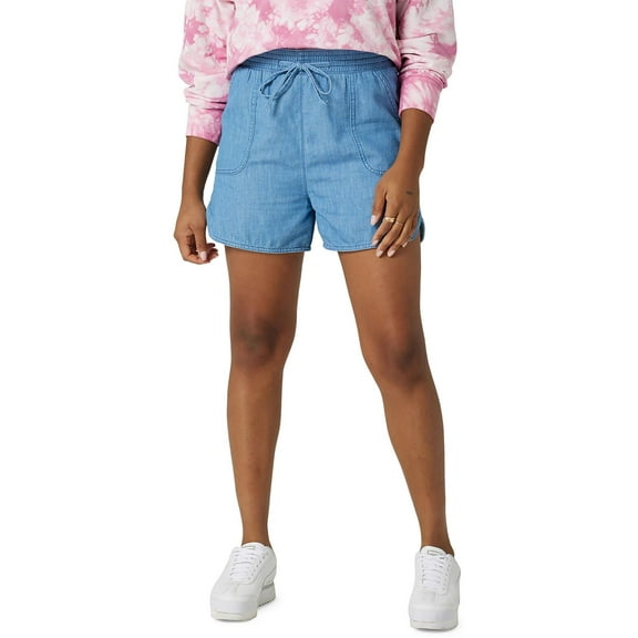 Wrangler Womens Stay Home Cotton Pull On Shorts Lightwash L