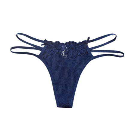 

Rovga Women Panties Female Lace Panties Blue T Back Thongs 1 Pcs