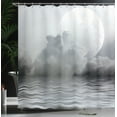 thumbnail image 4 of Ambesonne Moon Shower Curtain, Calm Water and Twilight Sky, 69"Wx70"L, Grey Purpleblue, 4 of 5