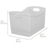 Mainstays Clear Plastic Utility Storage Bin Organizer with Built-In Handles, Large Storage Container for Pantry, Closet, Cabinet and Shelf Organization, 15.3 x 10.4 x 9.8