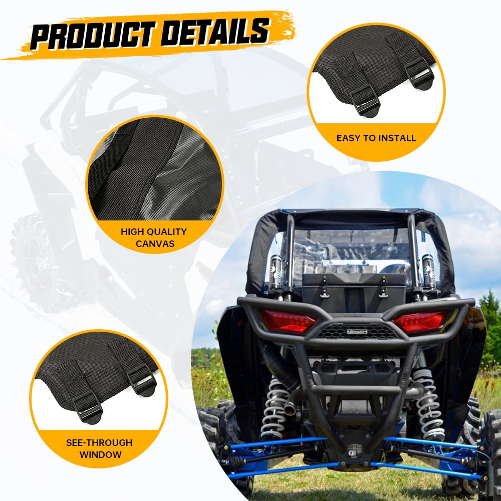Kojem Rear Clear Windshield Compatible with  Polaris RZR 900 S 1000 XP 4 Turbo Trail EPS 2014-2021 UTV