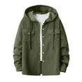 thumbnail image 5 of Afuyipoi Oversized Cargo Button Up Shirts for Men Hooded Jacket,Casual Corduroy Outerwear Midweight Long Sleeved Drawstring Pocket Button Jacket Army Green 3XL, 5 of 9