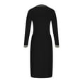 thumbnail image 5 of BangWanChi Long Sleeve Dresses for Women Fall Ladies' And Winter Retro Lapel Contrasting Color Button Patchwork Pleated Knit Dress, 5 of 5
