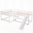 thumbnail image 4 of Full and Twin Size L-Shaped Bunk Bed with Slide & Short Ladder, Durable White Pine Construction, 4 of 14