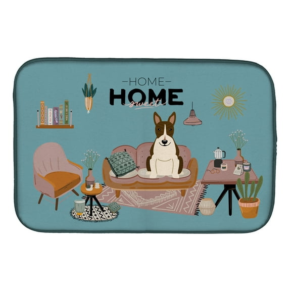Dark Brindle Bull Terrier Sweet Home Dish Drying Mat