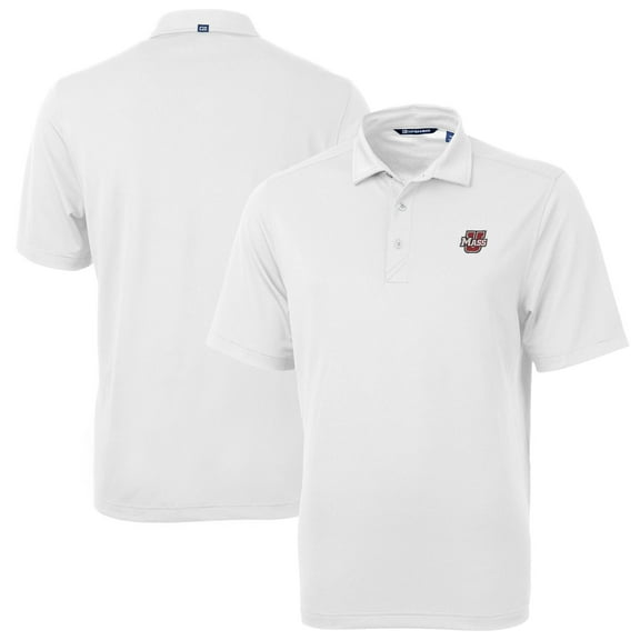 Men's Cutter & Buck White UMass Minutemen Virtue Eco Pique Recycled Polo