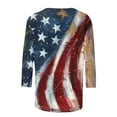 thumbnail image 5 of Women's Plus Size 3/4 Sleeve Shirts 4th of July Sequins American Flag Tunic Tops Fashion Casual Crewneck T-Shirts Glitter Stars Stripes Tees Memorial Day Patriotic Blouse Independence Day Outfits, 5 of 5