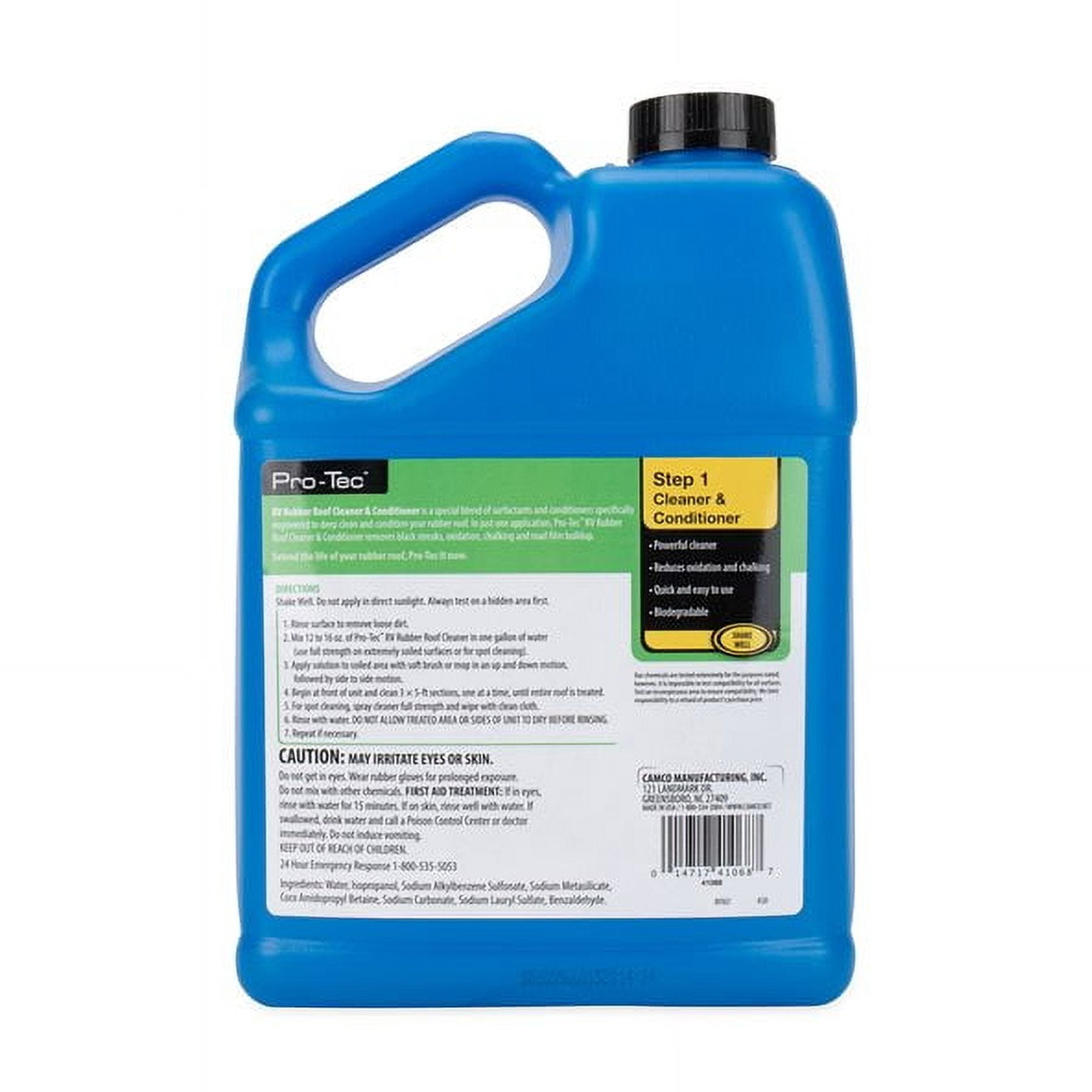 Camco Pro-Tec Camper/RV Rubber Roof Care System | Two Step Treatment Rids Dirt/Grime & Reduces Roof Chalking | Extends the Life of RV & Trailer Rubber Roofs - 2 Gallons (41453)