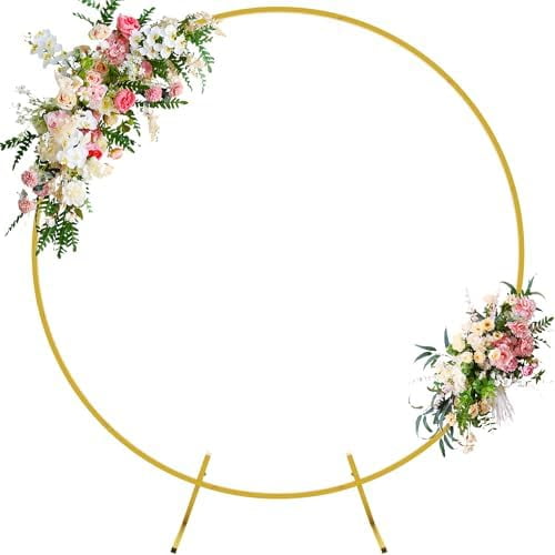 Round Backdrop Stand 5FT Circle Balloon Arch Frame Circle Backdrop Stand Gold Round Arch for Wedding Birthday Party Bridal Shower Anniversary Event Ceremony Decoration