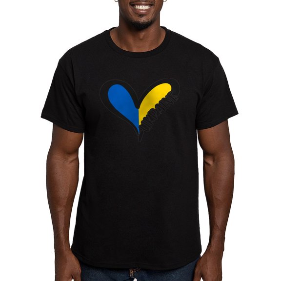 CafePress - Love Ukraine Heart T Shirt - Men's Fitted T-Shirt