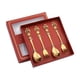 thumbnail image 5 of 4 Uds cuchara de café comida occidental tenedor cucharas juego de tenedores utensilios reutilizables de acero inoxidable cucharas de postre tenedores Dorado, 5 of 10