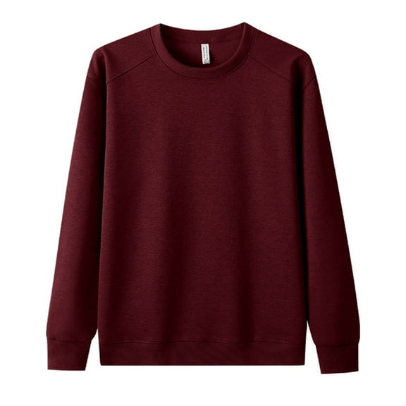 VSSSJ Crewneck Sweatshirt for Men Long Sleeve Loose Fit Workout Pullover Tops Lightweight Casual Solid Color Basic Sweat Shirts Wine XXXL